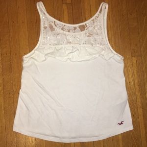 Floral/Sequin White Hollister Tank